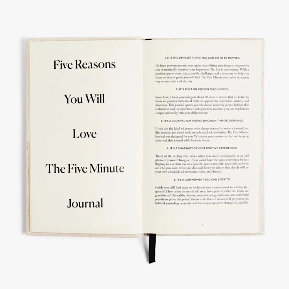 FIVE MINUTE JOURNAL DAILY GRATITUDE by INTELLIGENT CHANGE Beige Linen